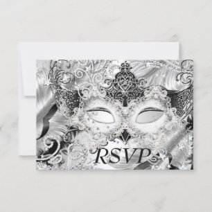 Silver Sparkle Mask Masquerade Party RSVP