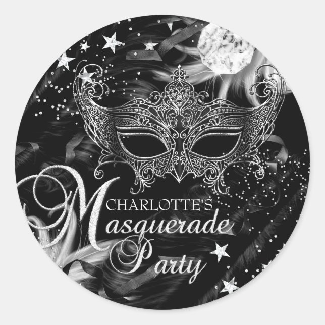 Silver Sparkle Mask Star Night Masquerade Sticker (Front)