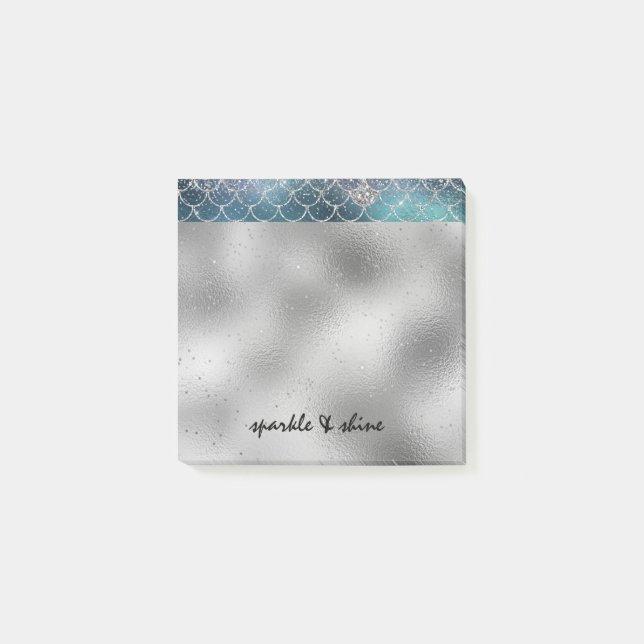 Silver Sparkle Mermaid Post-it Notes (Front)