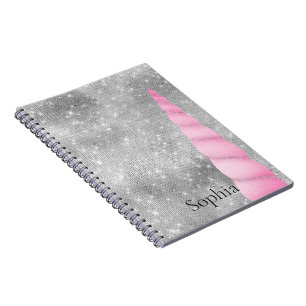 Silver Sparkle Pink Glam Unicorn Notebook