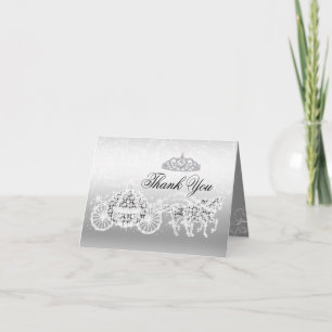 Silver Sparkle Princess Theme Thank You Card
