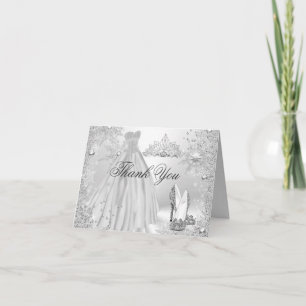 Silver Sparkle Snowflake Thank You Card