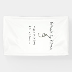 Silver sparkle treats bakery made with love name banner