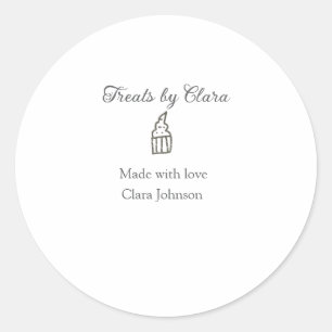 Silver sparkle treats bakery made with love name classic round sticker