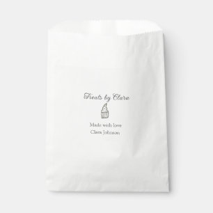 Silver sparkle treats bakery made with love name favour bag