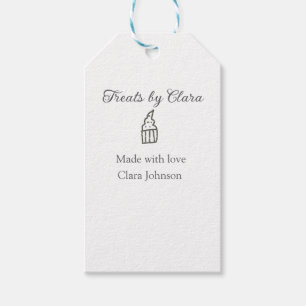 Silver sparkle treats bakery made with love name gift tags