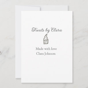 Silver sparkle treats bakery made with love name invitation