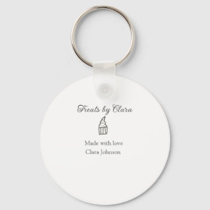 Silver sparkle treats bakery made with love name keychain