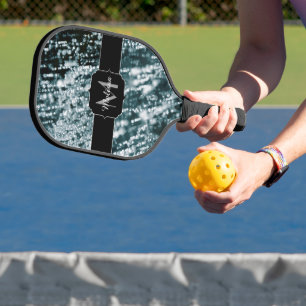 Silver sparkles Frozen Ice bubbles Monogram Pickleball Paddle