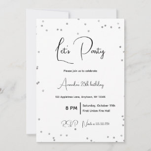Silver Sparkles Fully Customizable Party Invitation