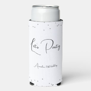 Silver Sparkles Fully Customizable Party Seltzer Can Cooler