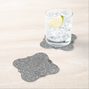 Silver Sparkles Glitter Paper Coaster