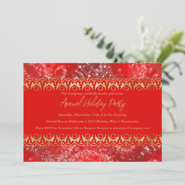 Silver Sparkles Holiday Party Invitation (Standing Front)