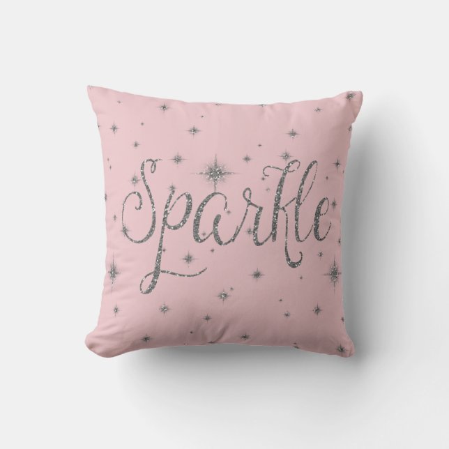 Silver Sparkles Throw Pillow (Front)