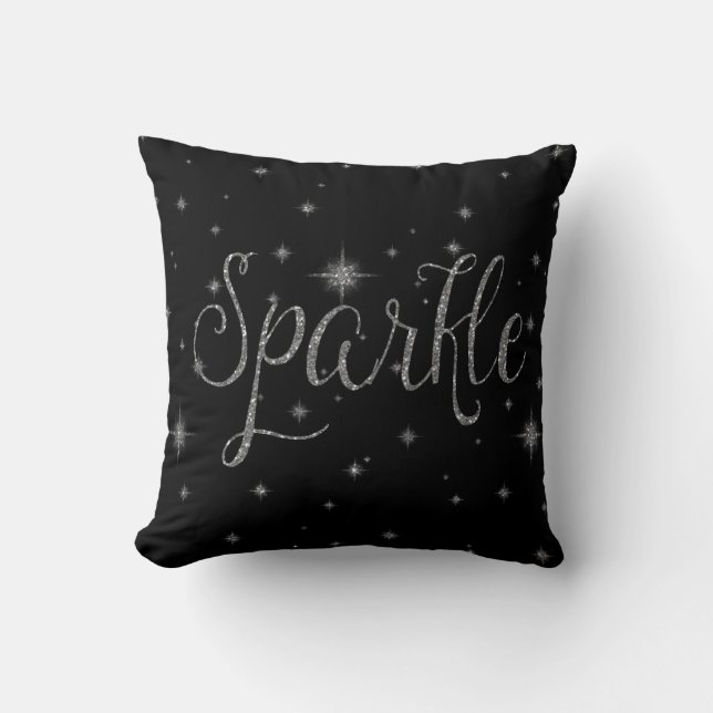 Silver Sparkles Throw Pillow (Front)