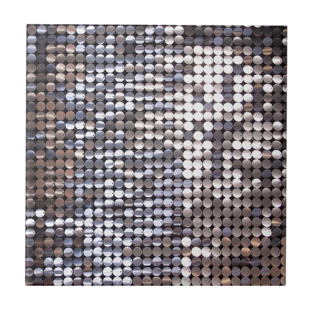 Silver Sparkling Sequin Look Tile (Front)