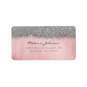 Silver Sparkly Glitter Powder Pink Gold Label