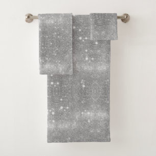 Silver Speckled Effect Bath Towel Set