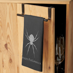 Silver Spider Halloween Kitchen Towel