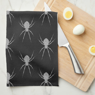 Silver Spider Halloween Kitchen Towel