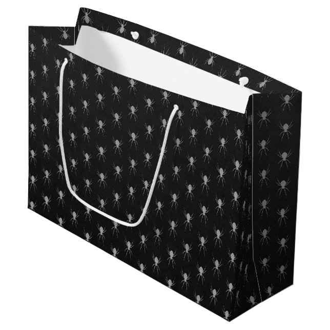 Silver Spider Halloween Large Gift Bag (Front Angled)