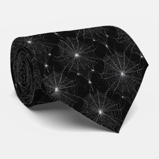 Silver Spiderweb Lace on Black Tie