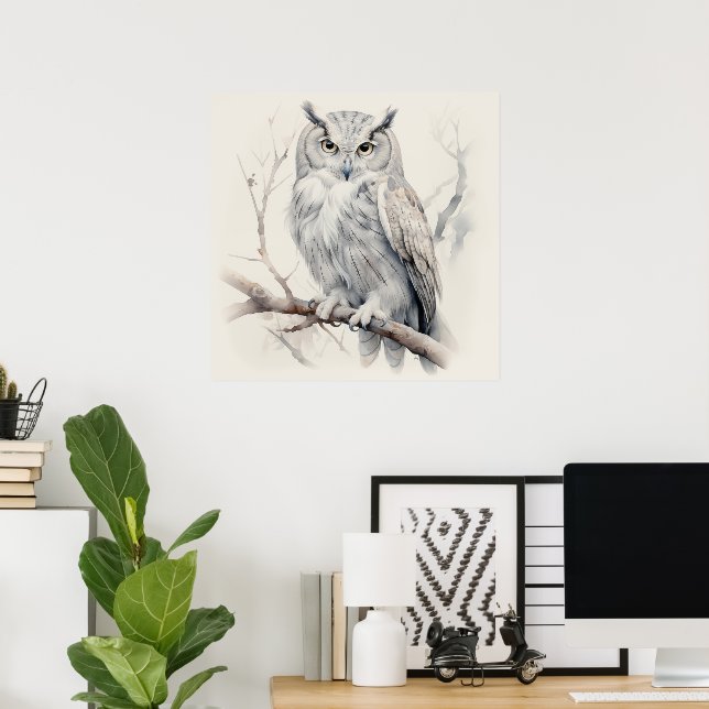 Silver Spirit Animal Owl  Poster (Home Office)