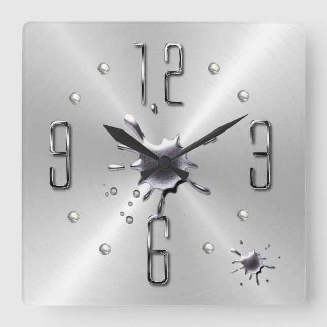 silver splat wall clock (Front)