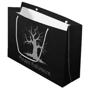 Silver Spooky Tree Halloween Large Gift Bag