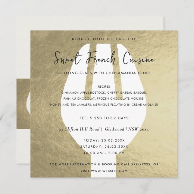 SILVER SPOON FORK COOKING CLASS INVITE TEMPLATE (Front/Back)