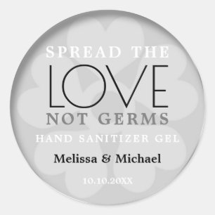 Silver Spread Love Hand Sanitizer Wedding Favour Classic Round Sticker