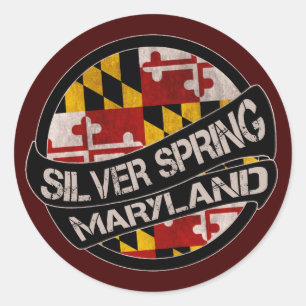 Silver Spring Maryland flag grunge stickers