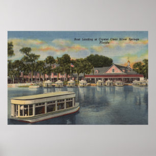 Silver Springs, FL - Waterfront View of Boat Poster
