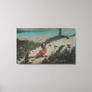 Silver Springs, FL - Woman Swimming Underwater Canvas Print