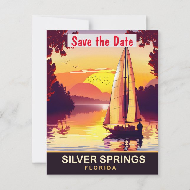 Silver Springs Florida Sailboat Wedding Invitation (Front)