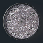 Silver Square Root Clock Math Mathematics Clock<br><div class="desc">square root clock, fun math wall clock, mathematics student classroom time, maths teacher class hours, number geek nerd humour, squareroot calculation school lesson, calculating calculations sums,  numbers, elementary primary secondary school, high school college university</div>