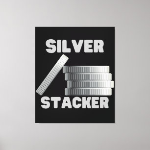 Silver Stacker Silver Squeeze Coin Canvas Wall Art