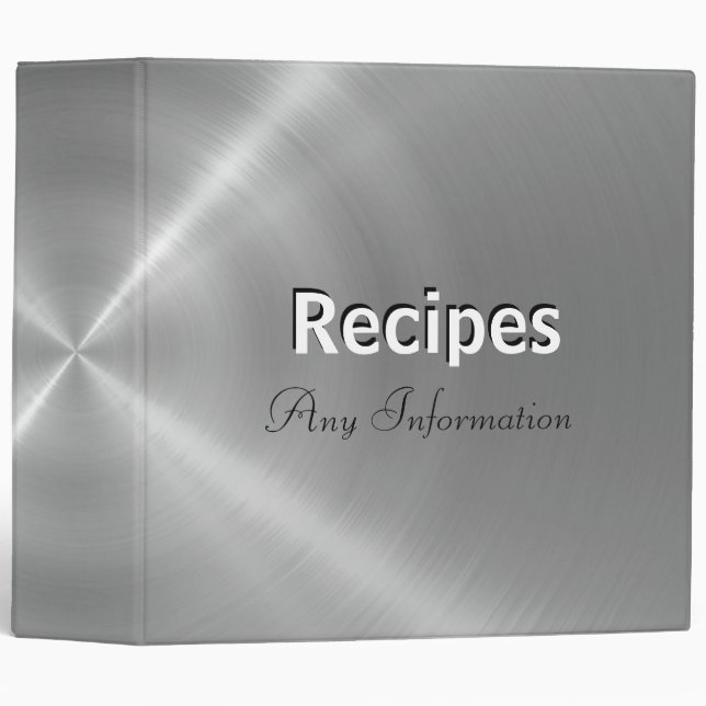 Silver stainless metallic | Recipes binders (Front/Spine)