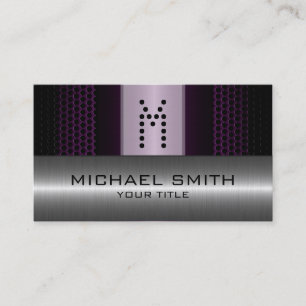 Silver Stainless Modern Purple Hole Steel Look Business Card