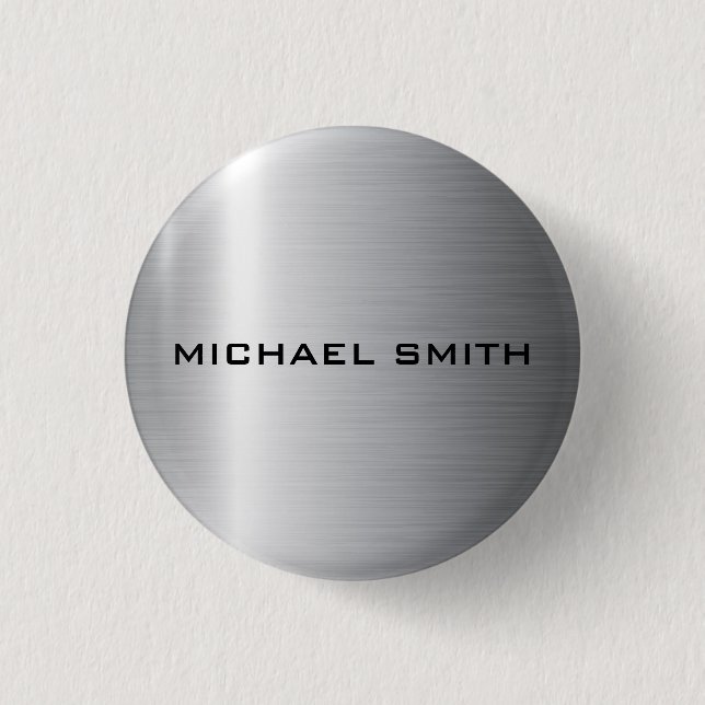 Silver Stainless Steel Metal 1 Inch Round Button (Front)
