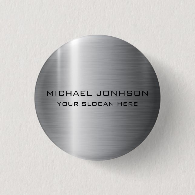 Silver Stainless Steel Metal 1 Inch Round Button (Front)