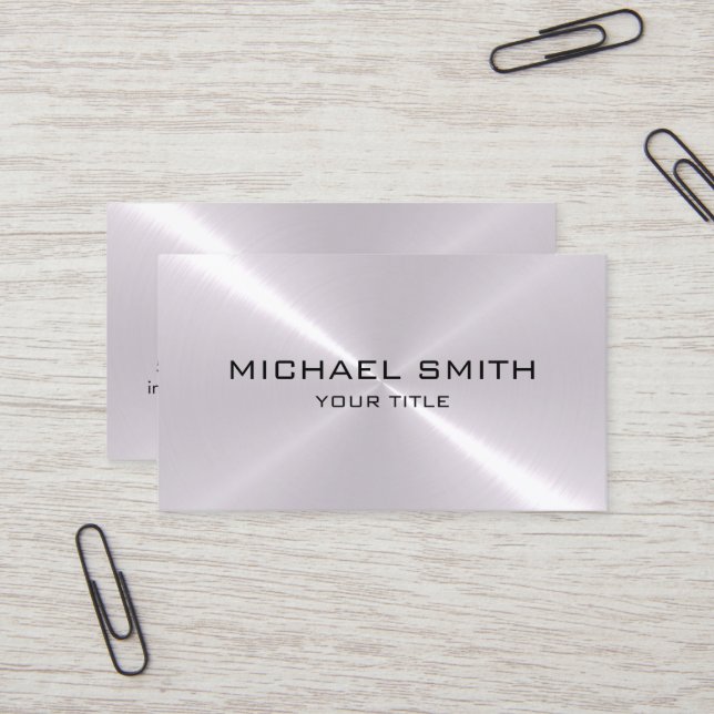 Silver Stainless Steel Metal Business Card (Front/Back In Situ)