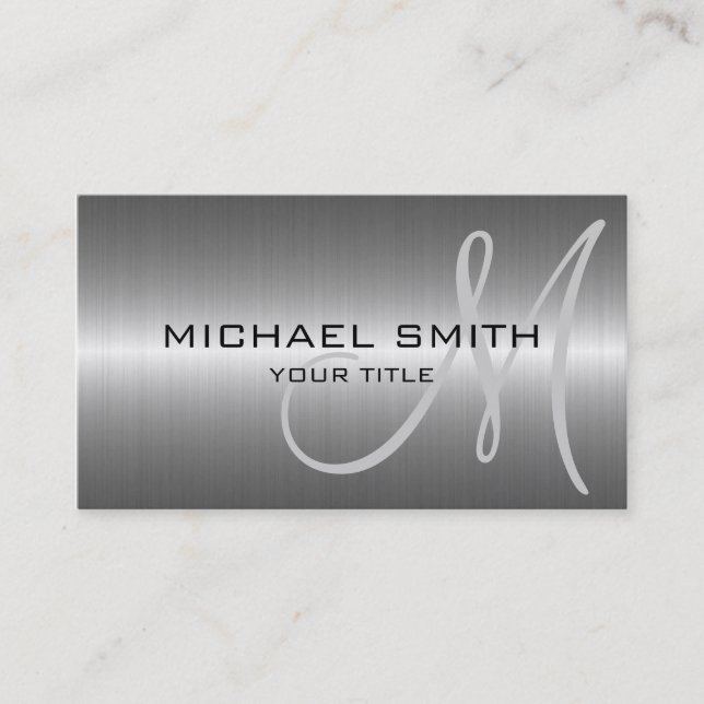 Silver Stainless Steel Metal Business Card (Front)