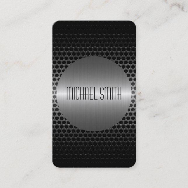 Silver Stainless Steel Metal Hole Business Card (Front)