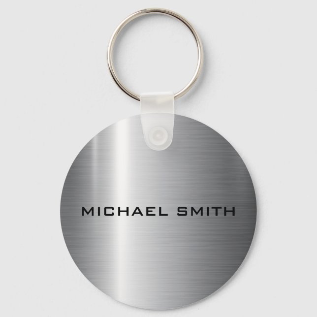 Silver Stainless Steel Metal Keychain (Front)