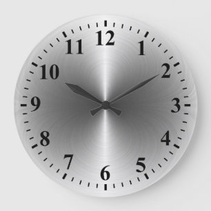 Silver Stainless Steel Metal Large Clock