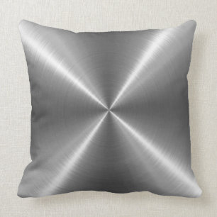 Silver Stainless Steel Metal Throw Pillow