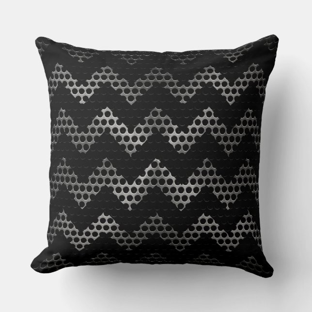 Silver Stainless Steel Metal Throw Pillow (Front)