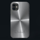 Silver Stainless Steel Print iPhone 11 Case<br><div class="desc">Silver Stainless Steel Metallic image. Please remove / change "Elizabeth" prior to purchase. Design is available on other products.</div>