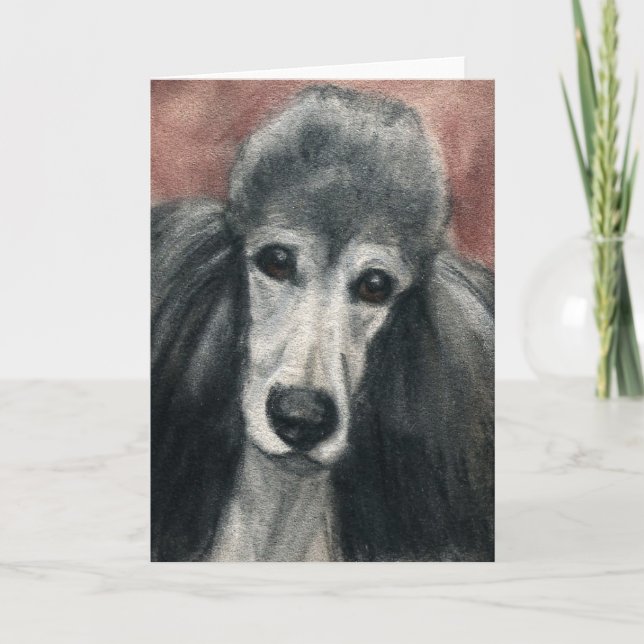"Silver Standard Poodle" Dog Art Blank Notecards (Front)